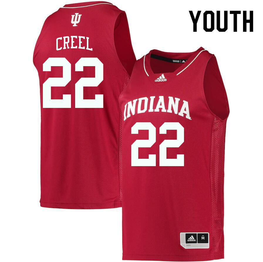 Youth #22 Jackson Creel Indiana Hoosiers College Basketball Jerseys Stitched Sale-Crimson